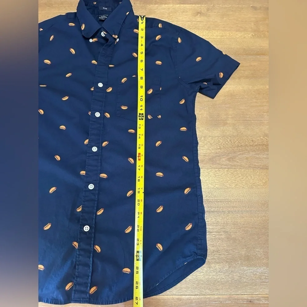 J Crew Flex Washed Button Down Shirt With Hot Dog Print Small